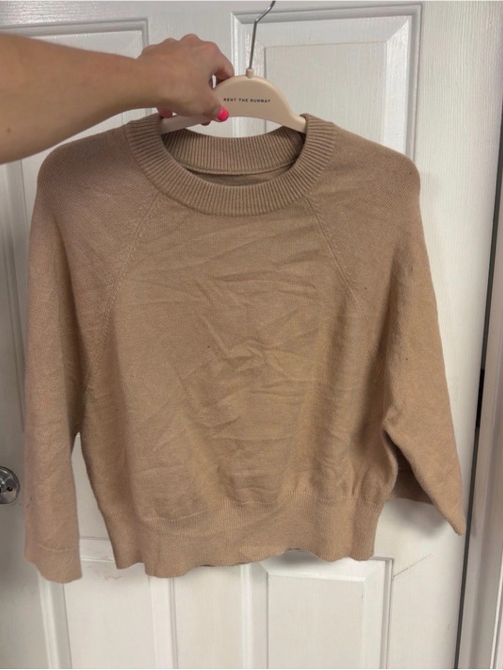 Neutral Tan Crewneck Sweater - Women's Classic Knit